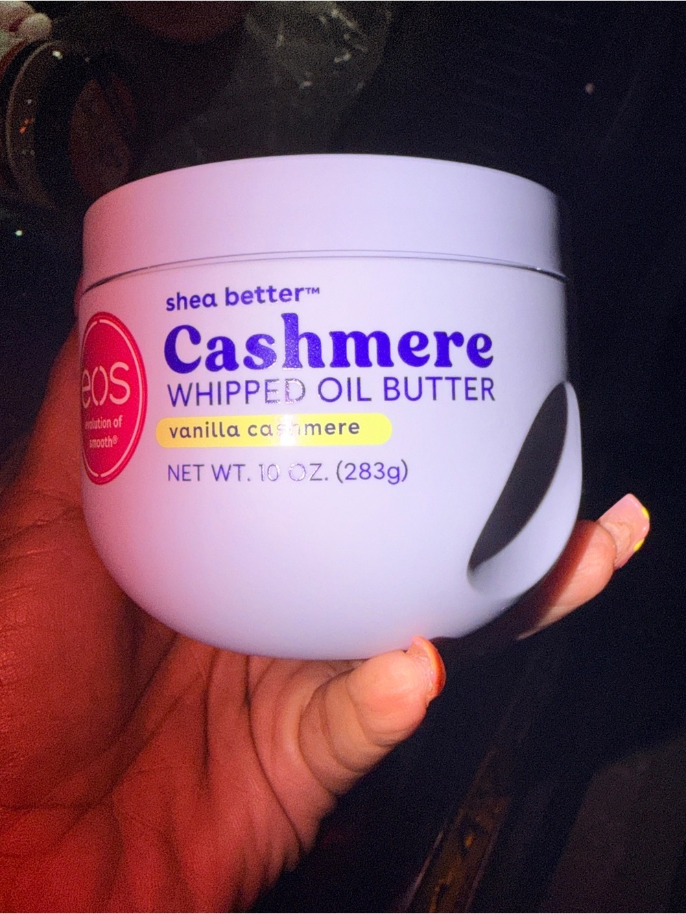 eos Cashmere Whipped Oil Butter - White Jar with Pink Logo